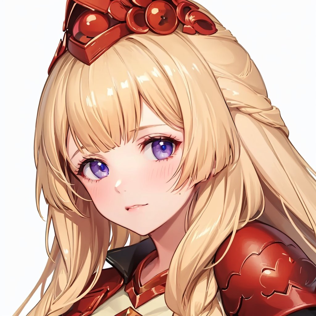 masterpiece,best quality, highly detailed, portrait,close-up,upper body,athena (granblue fantasy),1girl<lora:athena_(granblue_fantasy):1>,simple background,white background,