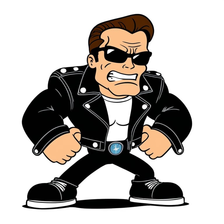 (rubber_hose_character:1.1) <lora:RubberHose_Characters_SDXL_v1:1> cartoon, arnold schwarzenegger, terminator, leather jacket