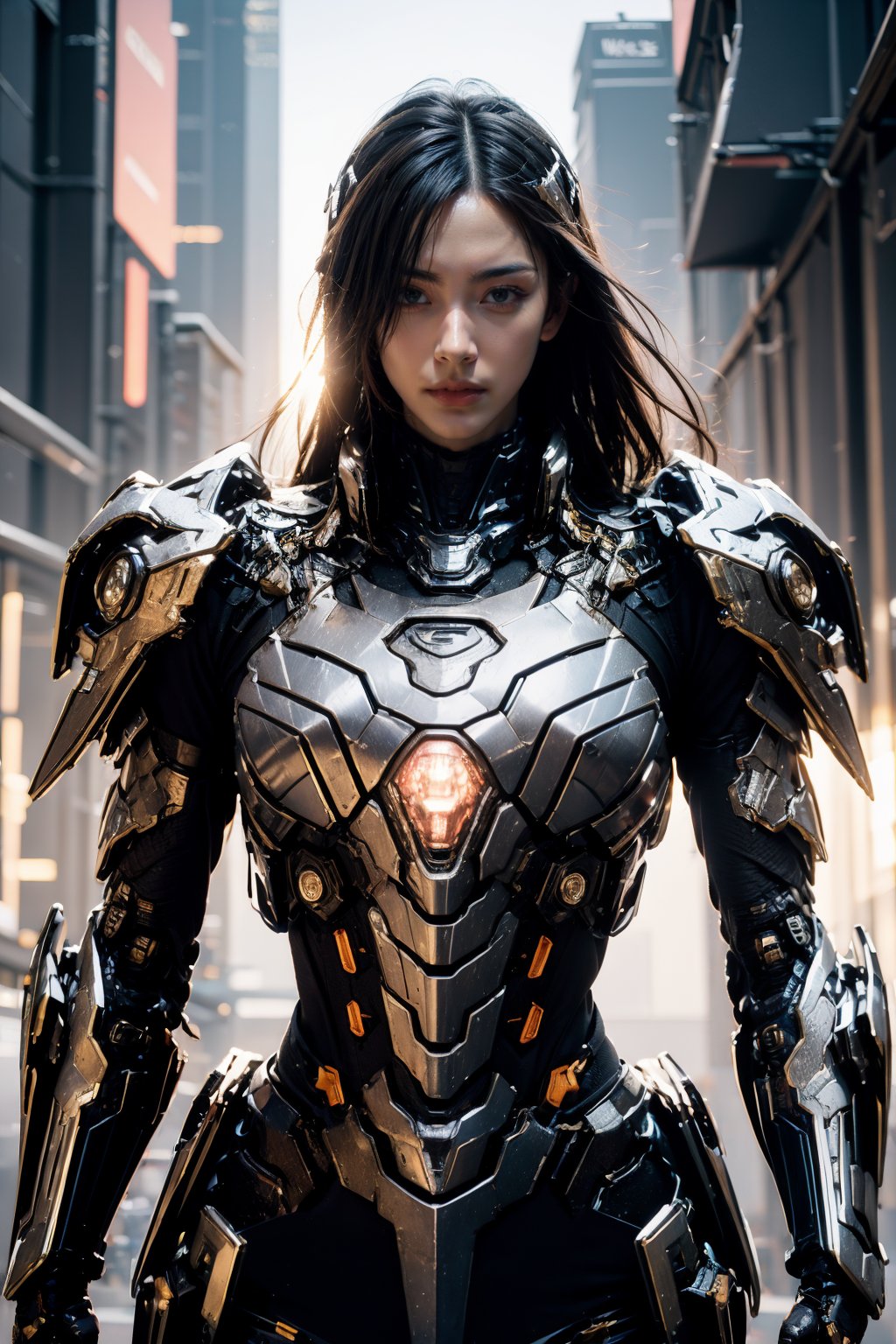 1girl,long hair,solo,armor,cyberpunk,upper body,