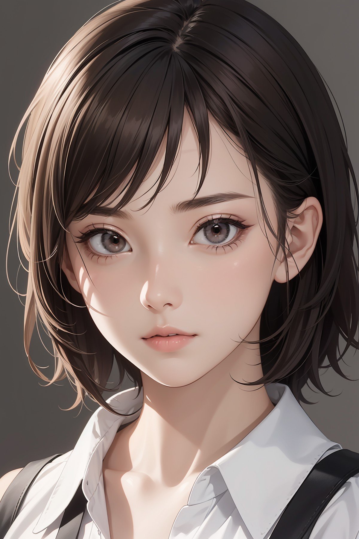 1girl, upper body, best quality, RAW photo, 16k wallpaper, extremely detailed CG, amazing, ultra detailed, hyperrealistic, official art, High quality texture, incredibly absurd-res, high-res, 18 years old, cute girl, beautiful face, detailed dark brown eyes