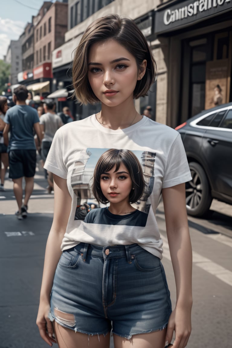 absolutely-impressive-lifelike-photo-realistic, outdoors, on the street, 1girl, short hair, casual t-shirt, (photo-of-real-life) , hyper realistic, insanely detailed and intricate, hyper maximalist, elegant, super detailed, dynamic pose, photography  <lora:SH_ModelV2:0.6>