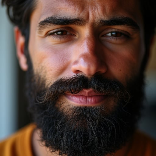 a man with a beautiful, highly detailed face, beautiful beard, detailed mouth