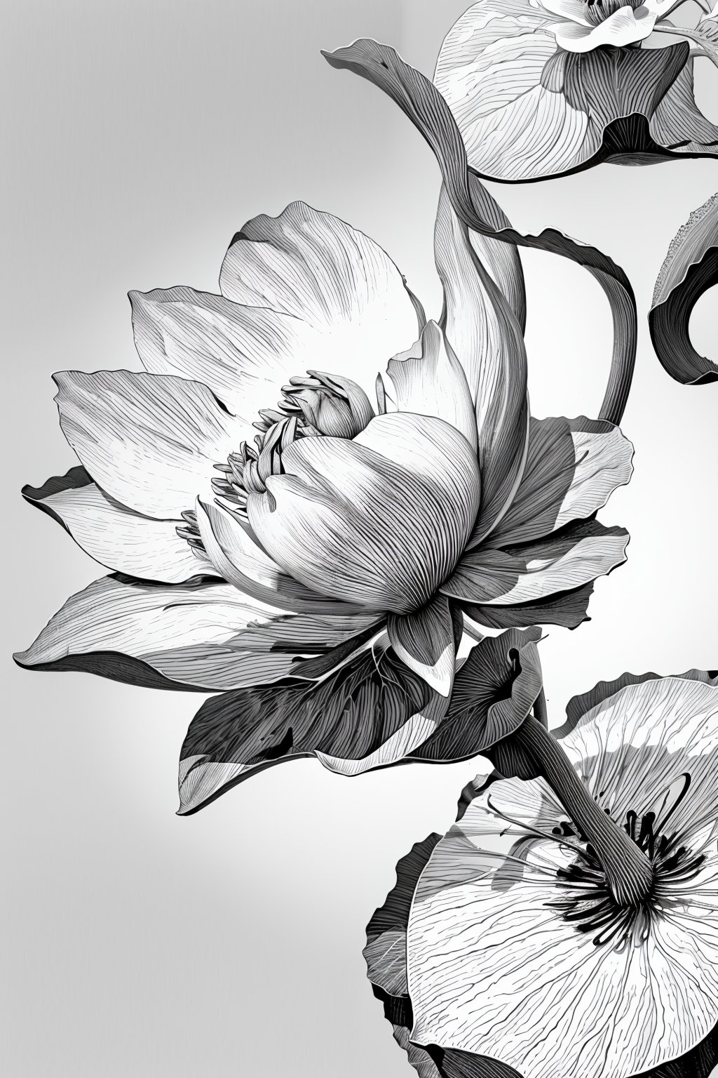 Needle drawing,close-up,a lotus flower,greyscale,monochrome,solo,white background,simple background,masterpiece,best,<lora:LB_Needle_v1.0:1>,close-up,a lotus flower,