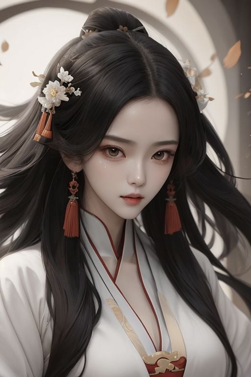 APO <lora:Hanfu:1.5>, a woman, (extreme close-up), (from above:0.05), fancy dress