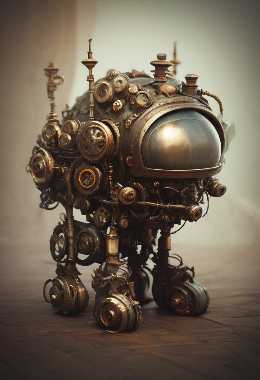 score_9, score_8_up, score_7_up,a  steampunk automaton,detailed background, <lora:Steampunk_Pony:1>