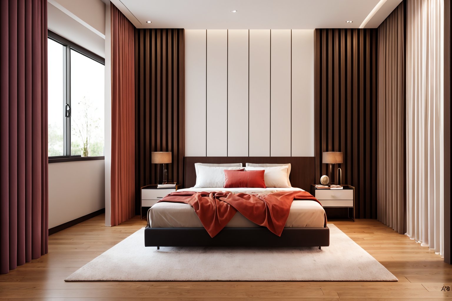 interior design,bed room,Chinese style,no humans,bed,scenery,indoors,pillow,window,bedroom,wooden floor,couch,curtains,book,chair,still life,<lora:中式卧室-2:0.6>,