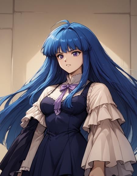 score_9, score_8_up, score_7_up, score_6_up, score_5_up, score_4_up, source_anime, BREAK, 1girl, bernkastel, long hair, blue hair, purple eyes,<lora:Bernkastel_XL:1>, oldschool, <lora:Pony_OldSchool-05:1> 