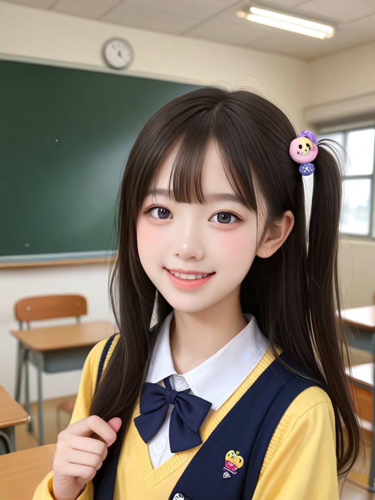 ((score_9, realistic)), ((face focus)), ((fair skin)), ((skinny)), 1girl, one side up, hair ornament, idol, jpop, kpop, belle, pretty, petite, parted lips, light smile, school, classroom, <lora:ADetailerNetidolFace_pony:0.5>,