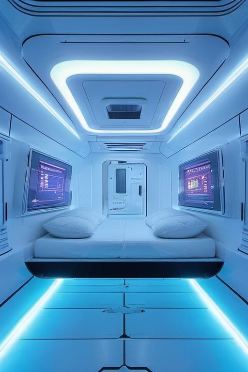 room,neon lights, bed, pillow, YZLS