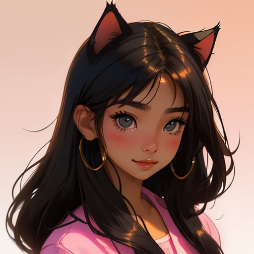 cute cat ears, girl, SHSID-1925, photorealistic, real, best quality, 8k, teenager, portrait,  asian <hypernet:SHSID:0.6>, teenage, beautiful, cute, bronze color skin, extremely beautiful, looking in front, black hair, smiling