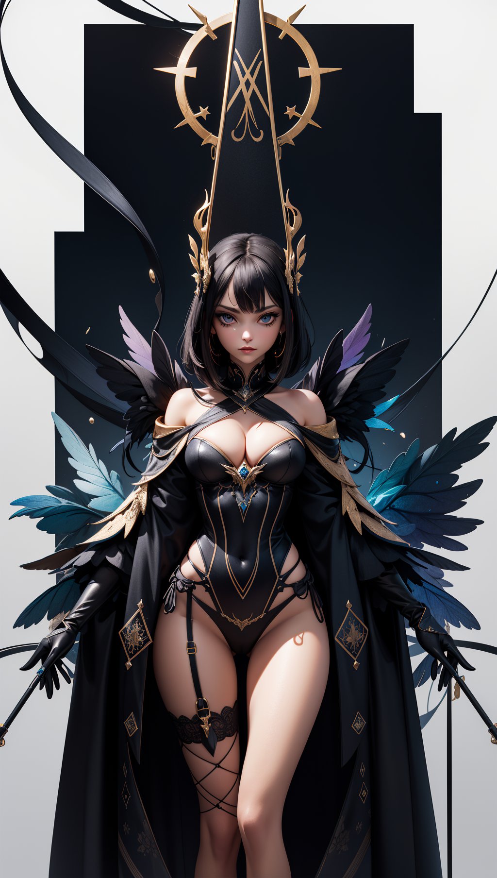 masterpiece,best quality,ultra high res,visually stunning,beautiful,art,(abstract art:1.3),woman,sorceress,dark theme,deep shadow,