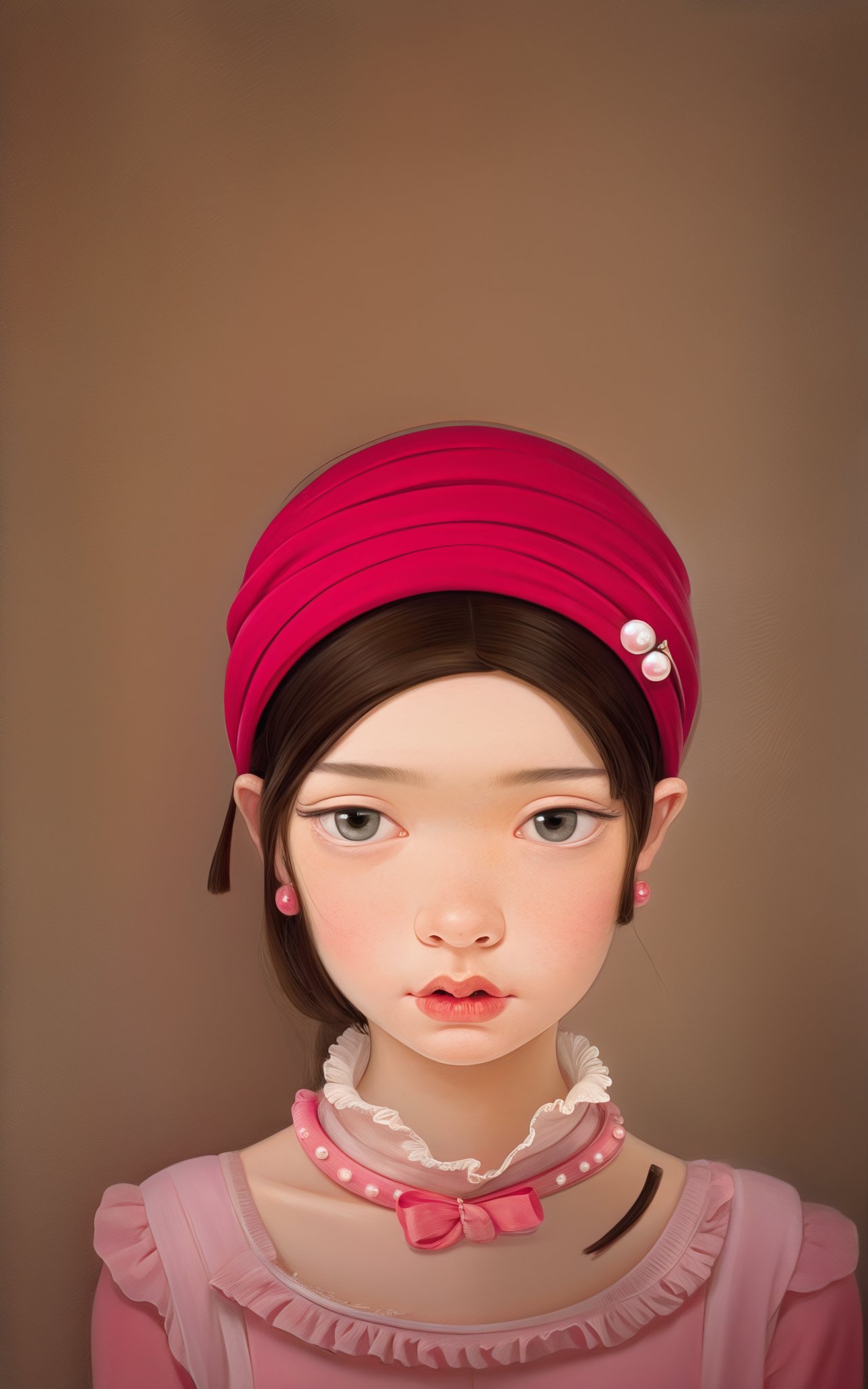 Creepy Red Dead Redemption"Girl with a pearl earring"deep pink headband