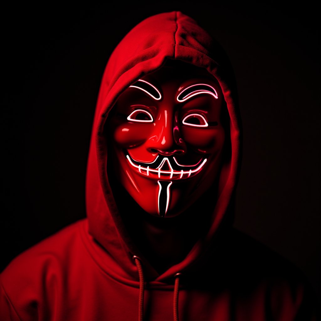 arafed man in a red hoodie with a red mask on,anonymous mask,backround dark,skimask,faceless people,faceless people dark,elaborate lights. mask on face,cyberface,8k highly detailed ❤️‍🔥 🔥 💀 🤖 🚀,8 k highly detailed ❤🔥 🔥 💀 🤖 🚀,the masks come off at night,black hood,masked face,dark backround,no face,hooded skull,smiling mask,cryptopunk,skull face,slasher smile,faceless,with no face,hoody,domino mask,cgsociety 9,cyber background,villian,no faces,wearing a mask,cypherpunk background,unsplash transparent,anonymous,hood and shadows covering face,