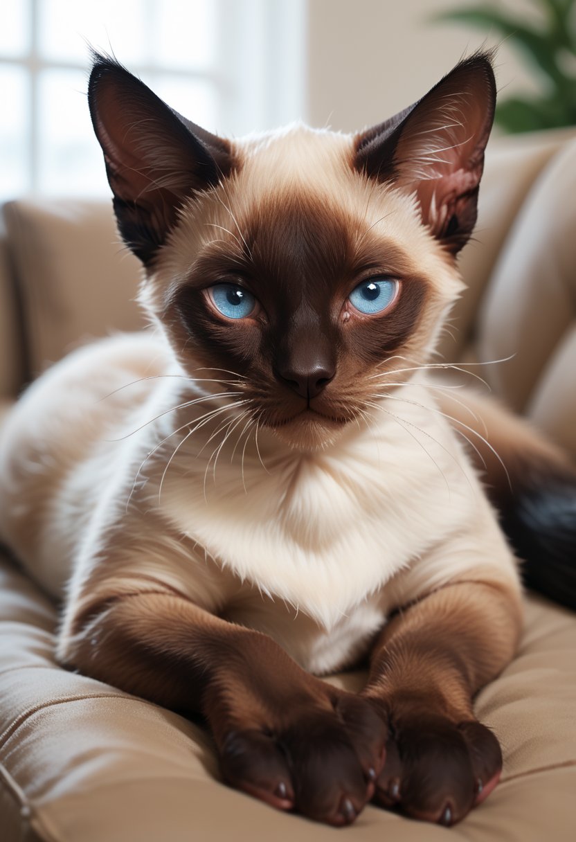 score_9, score_8_up, score_7_up, score_6_up, score_5_up, score_4_up,  source_furry, no humans, hud_si4mese_c4t, blue eyes, whiskers, tail, siamese cat, furry, <lora:siamese:0.7>, blurry background, looking at viewer, lying, on stomach, couch