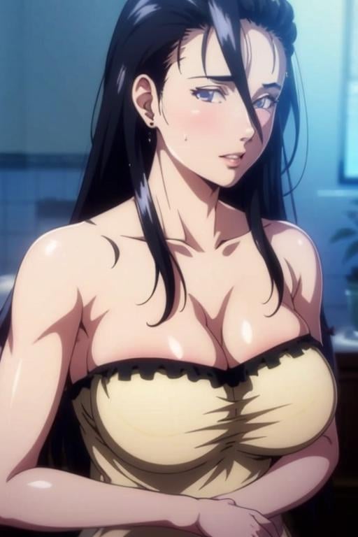 <lora:daojudian-10:0.8>((extremely realistic shading, masterpiece, extremely detailed, photorealistic))Black long hair,big boobs,Mature women,bare_shoulders, sleevelet