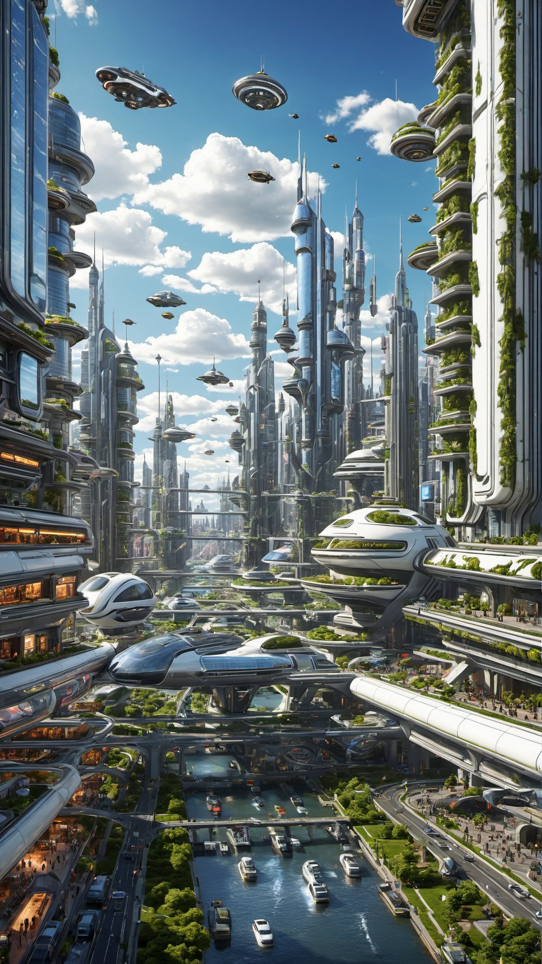 (sense of future technology:1.4),masterpiece:1.5,(best quality:1.5),realistic,(white building:1.2),urban agglomeration,<lora:solar punk_太阳朋克-000008:0.6>,steampunk,(sense of science and technology:1.5),(mechanical sense:1.4),good composition,highly developed,dense urban agglomeration,alien building,transfer gate,sky,cityscape,cloud,building,city,outdoors,skyscraper,high tree,tower,cloudy sky,city lights,nature,glowing shining,(science fiction:1.2),realistic,led lighting,machine,slivery,sci-fi city,plant,forest,grass,flying car,busy,cross street,tower of fantasy,landscape,astronaut,