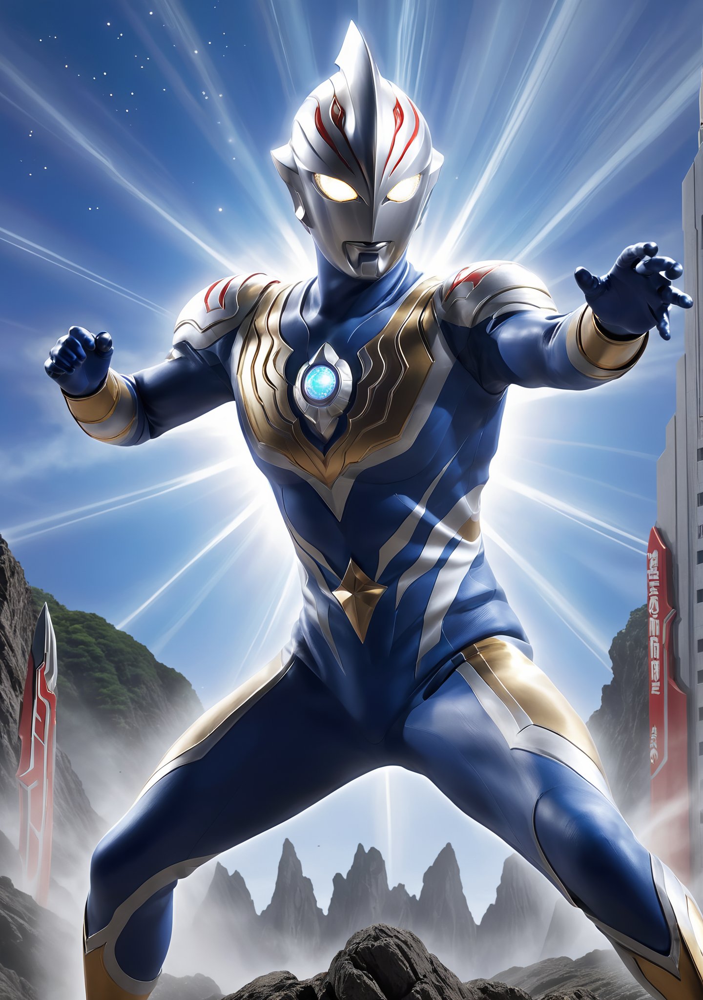 Ultraman: Guardian of Cosmic LightBackground Setting:Deep within the vast universe lies the world of Ultraman, where beings of light and justice uphold the peace. These Ultramen, powerful guardians with hearts of righteousness, engage in relentless battles against evil forces.Character Description:Ultraman, the Guardian of Cosmic Light, is an epitome of shining silver and bright eyes, radiating an intense aura of light. With his towering stature, immense strength, and blinding speed, he executes stunning martial arts techniques. His mission is to safeguard the universe's harmony and justice, facing off against malevolent foes.Ability Profile:Ultraman possesses diverse superpowers, including Superman strength, astonishing speed, pinpoint perception, and impregnable defense. He can unleash devastating beams of light to defeat his adversaries. Furthermore, Ultraman has the remarkable ability to transform into different warrior forms, tailored to specific combat scenarios.Storyline:In the Ultraman universe, evil forces constantly threaten cosmic tranquility. Ultraman must engage in battles against monstrous creatures and extraterrestrial threats to uphold the universe's tranquility. Facing various challenges and predicaments, he unwaveringly adheres to the principles of righteousness, overcoming all foes with his indomitable spirit.Prompt Words:Ultraman, Cosmic Guardian, Light Bringer, Silver Stature, Bright Eyes, Superpowers, Light Beam Attack, Transforming Warrior, Evil Forces, Combative Challenges, Righteous Conviction, Unyielding Spirit.