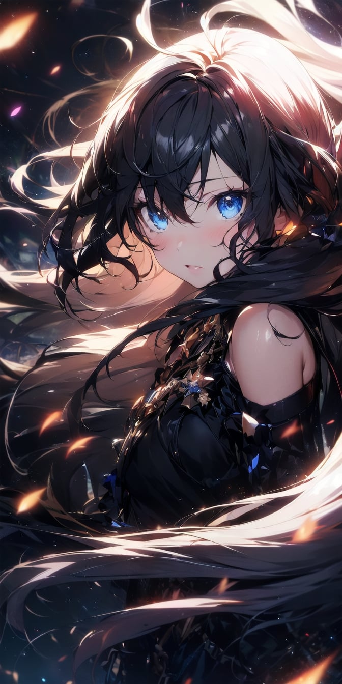 <lora:apstyle3diff:1> apstyle3 apstyle masterpiece best quality detailed eyesmasterpiece best quality 1girllong hair (messy hair floating :1.25) severe flownight darkblack background blackupper body  looking at viewer