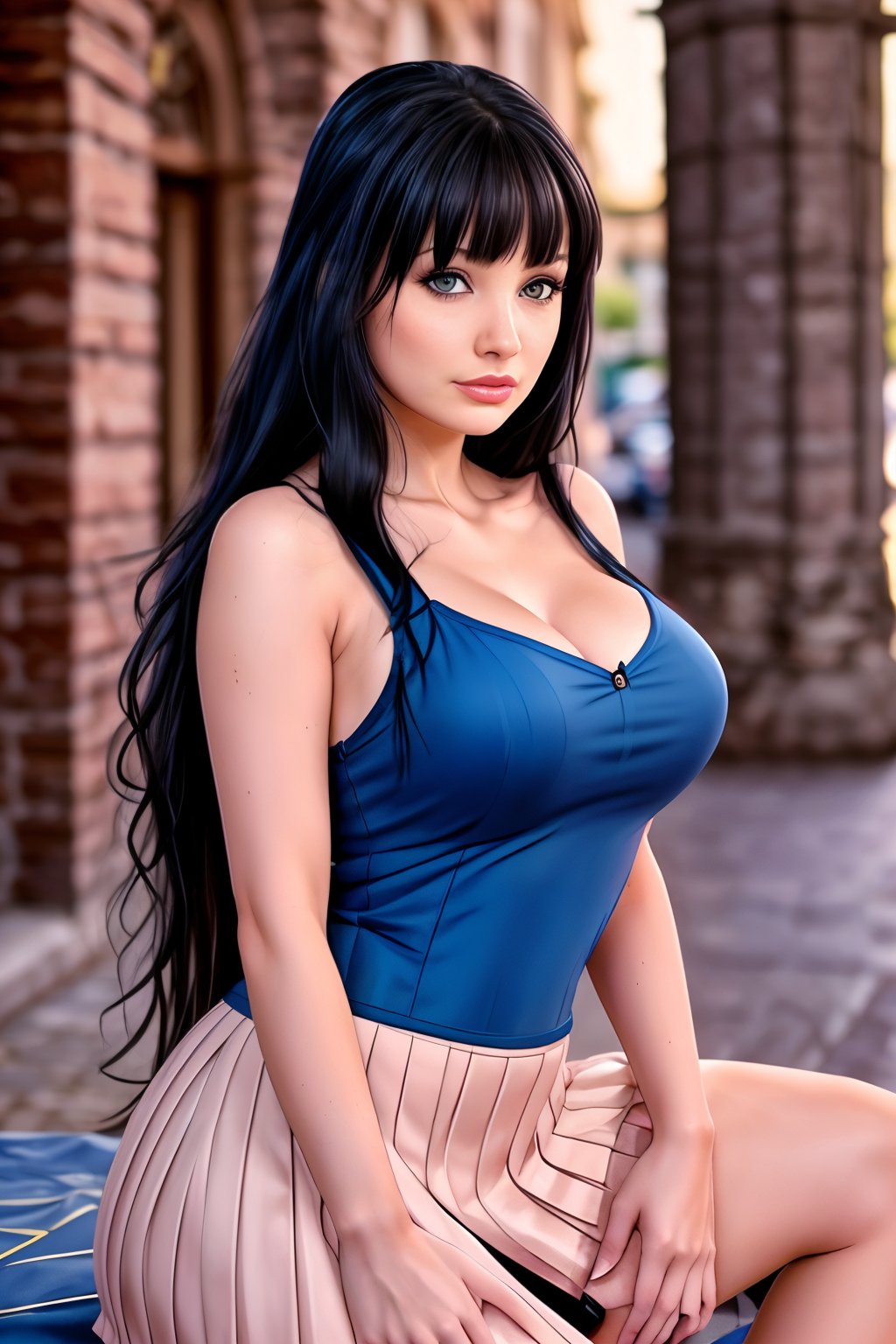 413tt4 0c34n, a woman (incredibly absurd, ultra detailed, CG, unity, 8k wallpaper), (masterpiece), (realistic), (photorealistic:1.2), (raw photo:1.2), (best quality:1.2), (detailed face:1.4) (detailed beautiful eyes:1.2), (detailed hair), face light, huge file size, cinematic lighting, 1 girl, eyeliner, kawaii, student, long hair, blonde hair, ((wavy hair)), hair ornament, ((light blush)), ((expressionless eyes)), blue eyes, ((pointy breasts)), fashi-g, red lips, makeup, ((high school outfit, deep neckline and very short pleated skirt)), looking at the viewer, depth of field, ((figure sitting frontally))<lora:add_detail:0.1> <lora:pytorch_lora_weights:1> <lora:aletta-ocean:0.9>