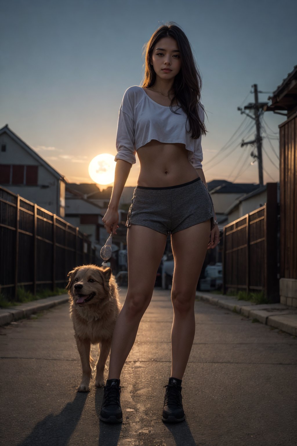 masterpiece,best quality,(photorealistic:1.4),HDR,absurdres,Professional,RAW photo,1girl,at night,moon,Recycled PET - Made from recycled plastic bottles,gaining popularity in sustainable clothing lines,full moon,<lora:more_details:0.3>,