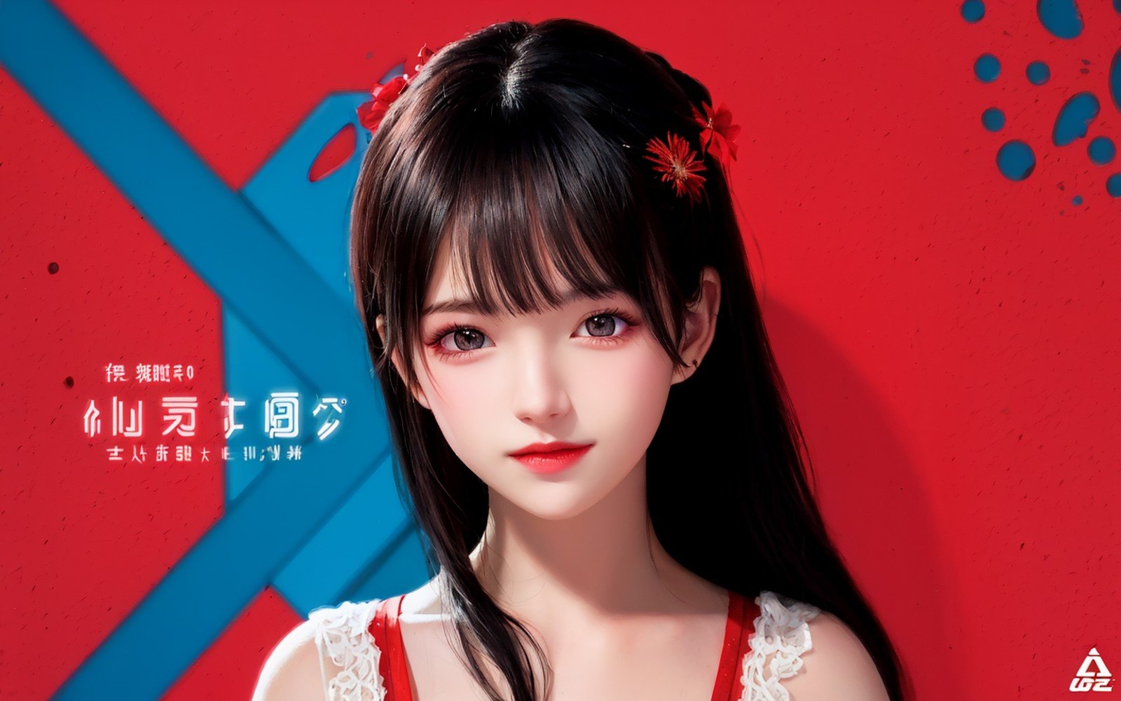 cg,a girl,(illustration:1.3),(cover art:1.2),(((red))),portrait,red background,red splash,