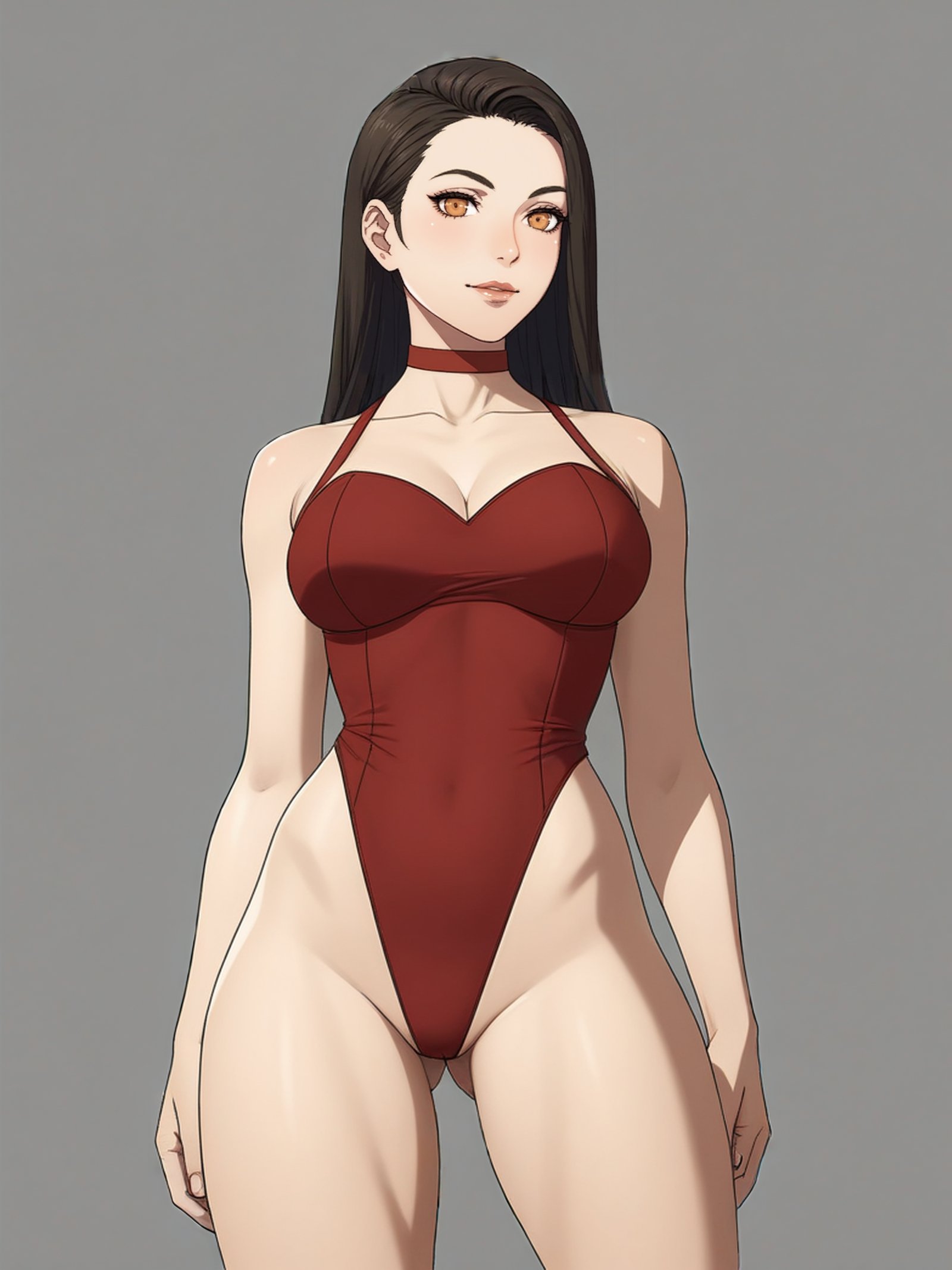 score 9 up, score 8 up, score 7 up, highres, absurdres, <lora:Nintendo_Intelligent_Systems_Various_Fire_Emblem_Character_GameCG_Artstyle_PonyXL:1> 1girl, leotard, looking at viewer, cameltoe, standing, sexy pose,