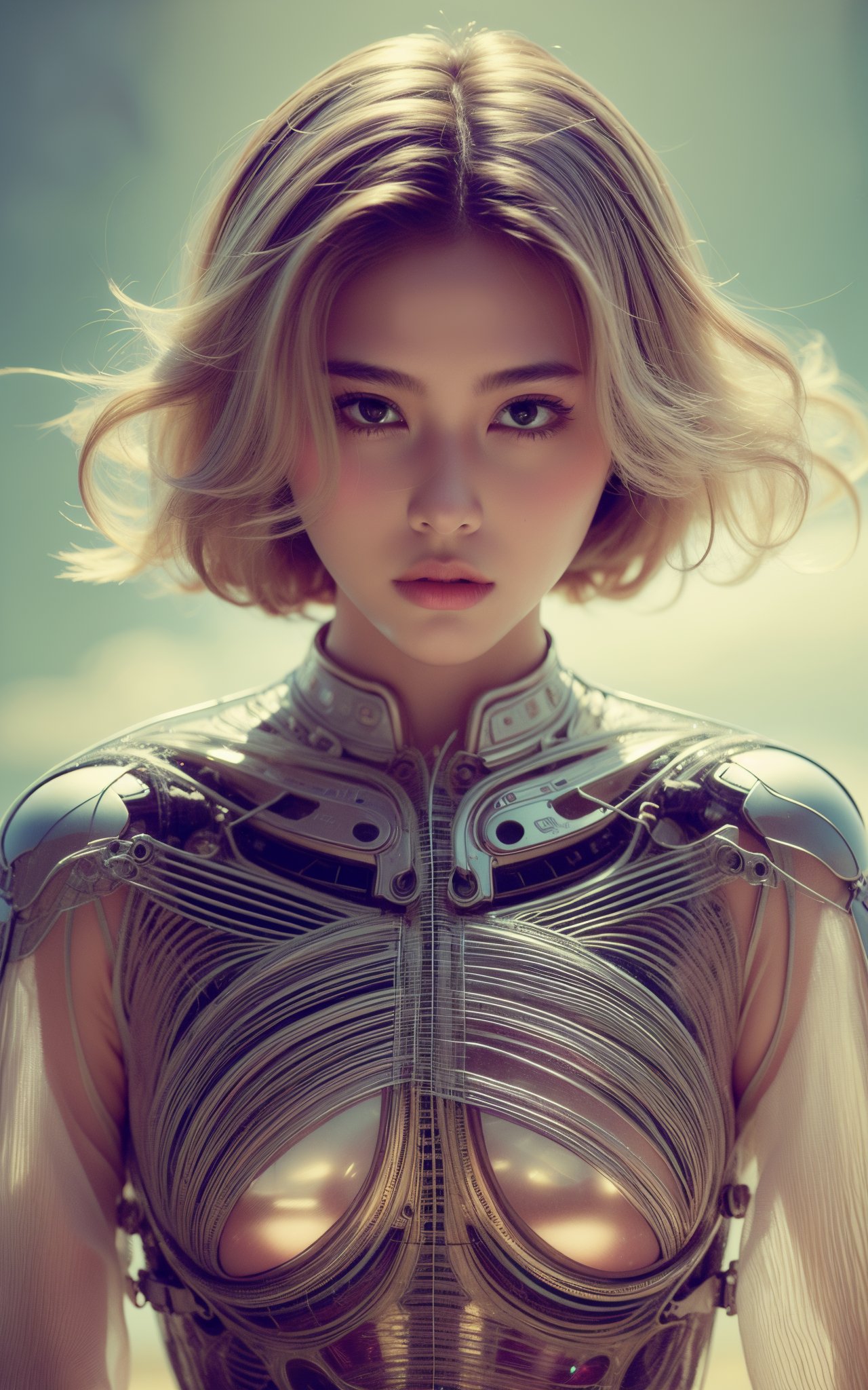 cover art,(masterpiece, top quality, best quality, official art, beautiful and aesthetic:1.2),surreal sci-fi style,a girl,clear outline,simulated film photo,