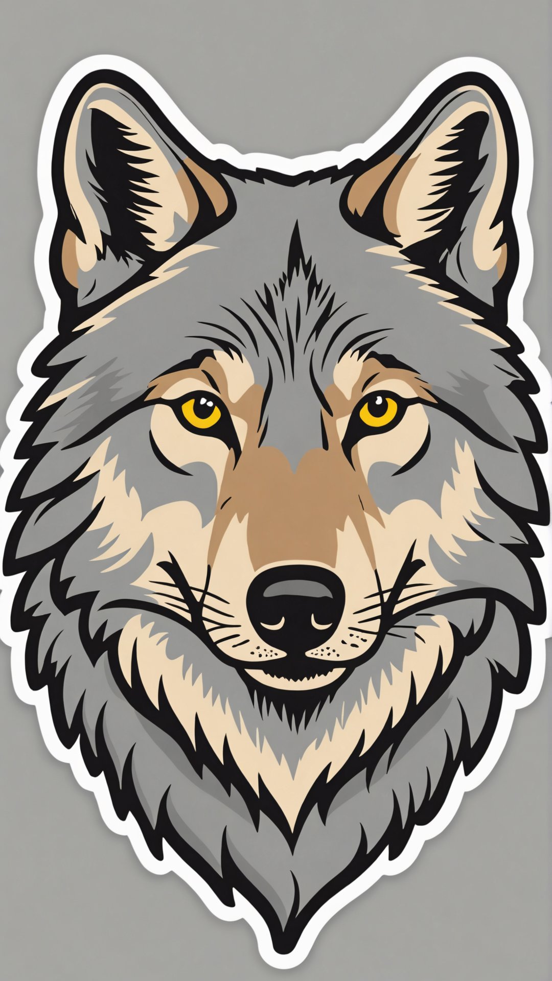 sticker : wolf, pencil style, grey, simple background