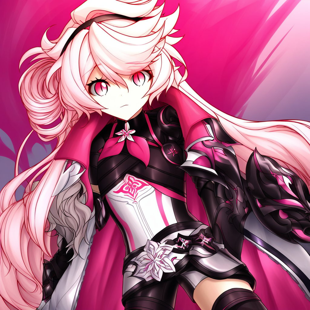 Pink eye, Pink hair, BLACK HAIRBAND, eternity winner\(elsword\), one side up, LONG HAIR, ONE SIDE UP