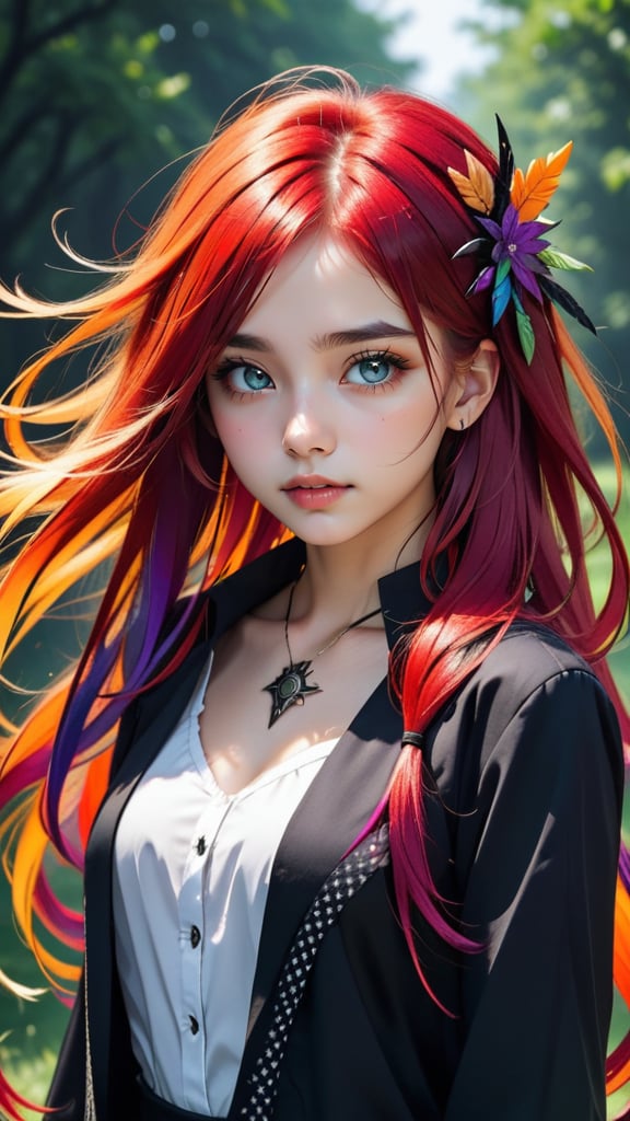 umbral girl, multicolored hair, wild hair, mane, 4n1v3rs3