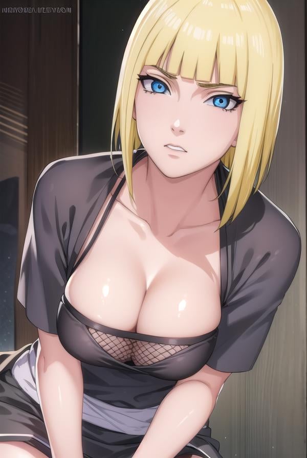 samui, <lora:samui-lora-nochekaiser:1>, samui, blue eyes, blonde hair, short hair, bangs, blunt bangs,BREAK cleavage, fishnets, dress, grey dress, skirt, grey skirt,BREAK cowboy shot, looking at viewer, BREAK indoors,BREAK <lyco:GoodHands-beta2:1>, (masterpiece:1.2), best quality, high resolution, unity 8k wallpaper, (illustration:0.8), (beautiful detailed eyes:1.6), extremely detailed face, perfect lighting, extremely detailed CG, (perfect hands, perfect anatomy),