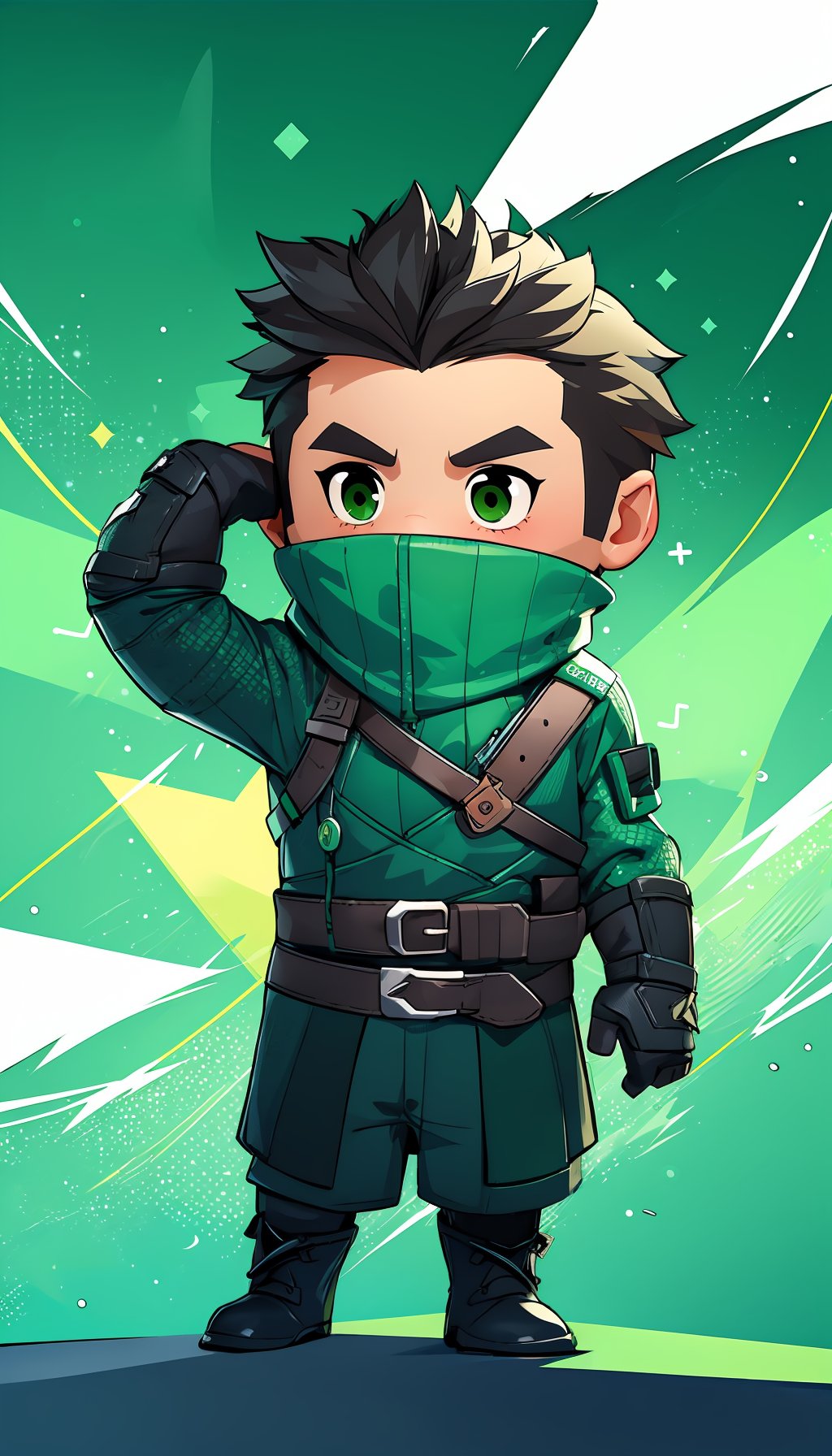 1boy,solo,game effects,green background,