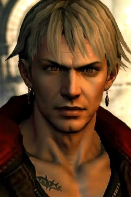 masterpiece, best quality, 1boy, ps2 style, dante from devil may cry, upperbody, close up  <lora:PS2 Style:0.7>