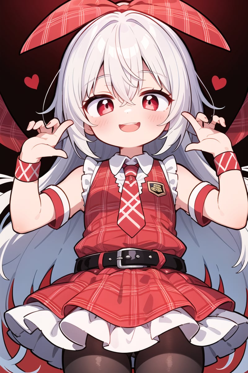 <lora:talkmouth_E_type1_v200:1>insanely detailed, absurdres, ultra-highres, ultra-detailed, best quality,1girl, solo, nice hands, perfect handsBREAK(Enchant:1.4), (red theme:1.5), ((red plaid pattern, tone on tone):1.4), (idol uniform:1.2), (fusion of sleeveless (red plaid pattern) vest and red sundress:1.4), (red tie:1.4), ((red plaid pattern) multi-layered skirt with ruffles:1.3), ((red:1.3) platform HIGH boots:1.1), (red plaid pattern ribbon on head:1.3)    BREAK    (short sleeve white collared-shirt dress layering:1.2), (black pantyhose:1.2), (belt:1.3), (wristband:1.3), (naked skin:-1), (black vest:-1), (white vest:-1), (black skirt:-1), (white skirt:-1), (cleavage:-1.5)BREAKsmile, open mouthBREAK(45 angle:-1.5), (from side:-1.5),standing, cowboy shot, looking at viewerBREAKslender, kawaii, perfect symmetrical face, ultra cute girl, ultra cute face, ultra detailed eyes, ultra detailed hair, ultra cute, ultra beautifulBREAKin coffee shop, depth of field, ultra detailed backgroundBREAKmedium large breastsBREAKgrey hair, red eyes, bob, hair between eyes