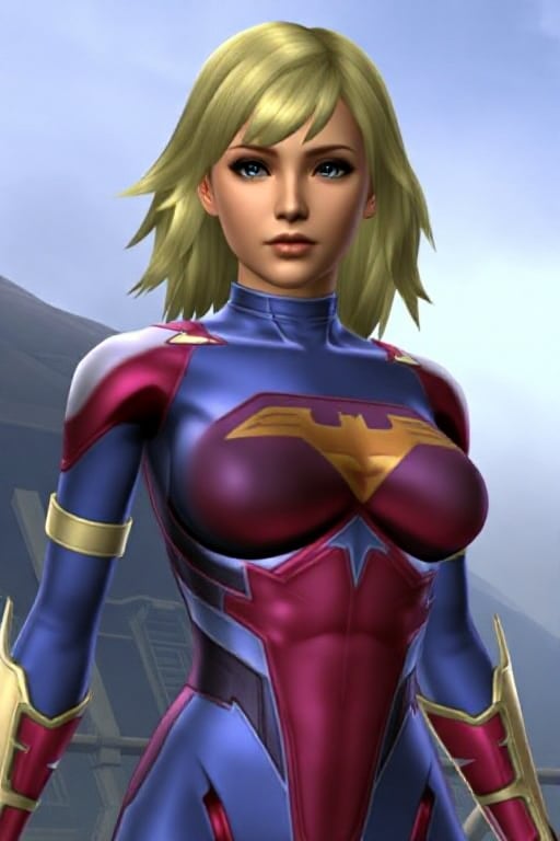 no anti aliasing, low resolution textures , low poly 3d render,  supergirl, playstation 2 gameplay,  ps2 style <lora:ps2-style:0.9>  