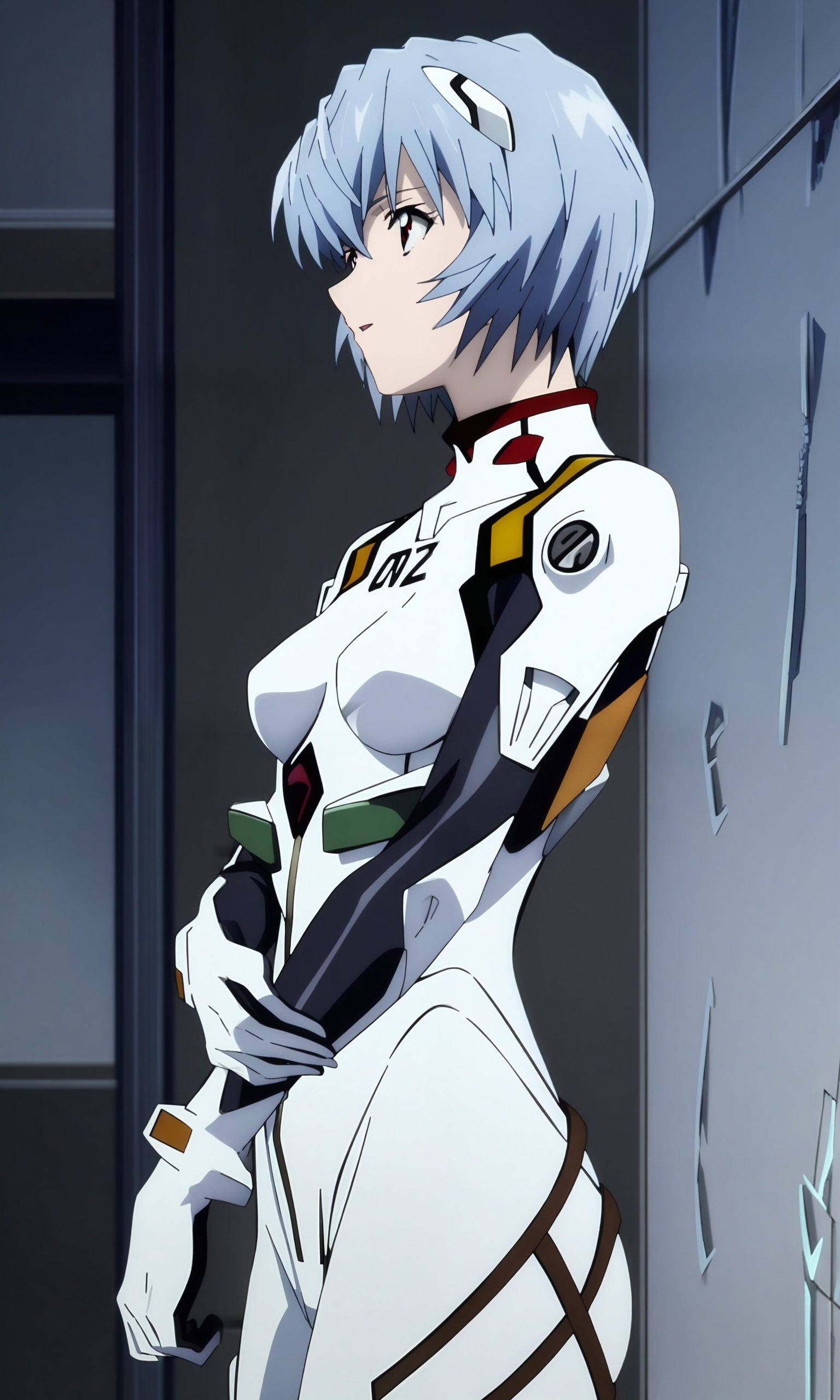 (masterpiece), (best quality), newest, general, (intricate details, very aesthetic:1.1), good hands, <lora:Anime_Screencap_Enhancement-v1:1.2> fine_ascxl, anime screencap, 1girl, ayanami rei, neon genesis evangelion, grabbing own arm, looking to the side, side eyes, short hair, plugsuit, indoors, wall, cowboy shot, <lora:sd_xl_dpo_lora_v1:1>