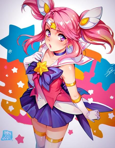 score_9, score_8_up, score_7_up, score_6_up, score_5_up, score_4_up <lora:startguardian_lux_pony6_v1:.8> lxstrgrdn, magical girl, star \(symbol\), tiara, elbow gloves, purple choker, sailor collar, hair ornament, white thighhighs, skirt <lora:sr_style_pony_v1_s1190:1>, rising arm, from above,  <lora:StS-SDXL-Foreshortening-v2-Iter10-LoKR:0.4> sts-foreshortening-v2