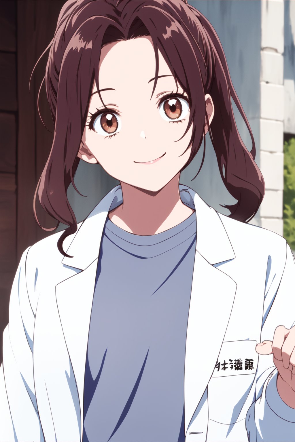 (RAW photo, best quality), 1girl,  natural lighting, labcoat, smile, <lora:aoi_takamoto_dr_elise_v1_2-000005:1>, aoi takamoto