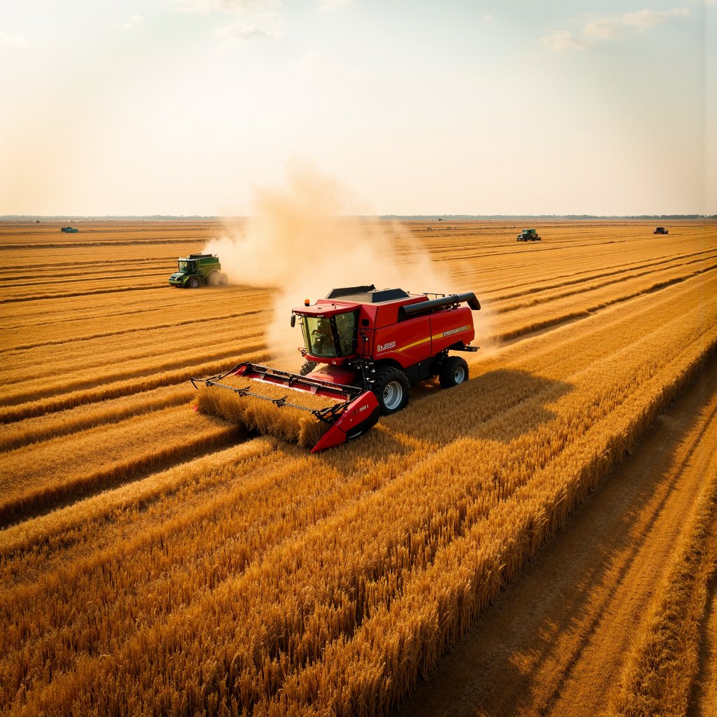 arafed combine harvester in a field with a grainer in the foreground,rye (shishkin),harvest,on the vast wheat fields,field of hay,film still from movie dune-2021,farming,organic biomass,ukraine. professional photo,farms,grain gelios lens,futuristic tractors,combine,4k photo gigapixel,immense wheat fields,atey ghailan and steve mccurry,human farm,crop circles,dji top down view,idyllic and fruitful land,taras shevchenko style,villagers busy farming,vast wheat fields,strong grain,top selection on unsplash,empty wheat field,heavy grain,farm field background,wheat field,wheat fields,levitating agricultural sphere,noise and grain,deep of field,