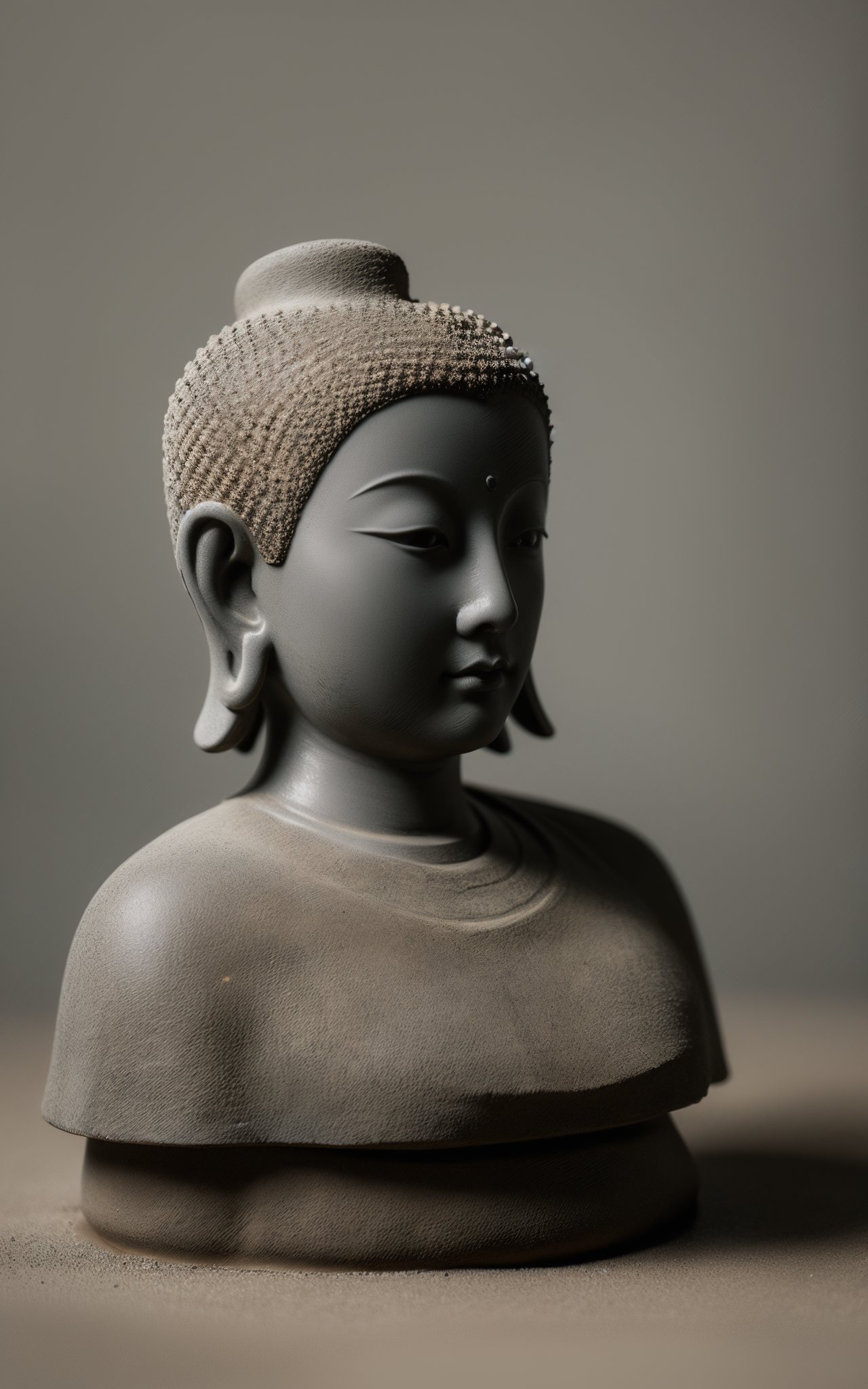 (masterpiece, top quality, best quality, official art, beautiful and aesthetic:1.2),cover art,illustration minimalism,background of stoneware and stone,dark background,zen,silence,fallen leaves,bleak,poignant,buddhist sculpture,