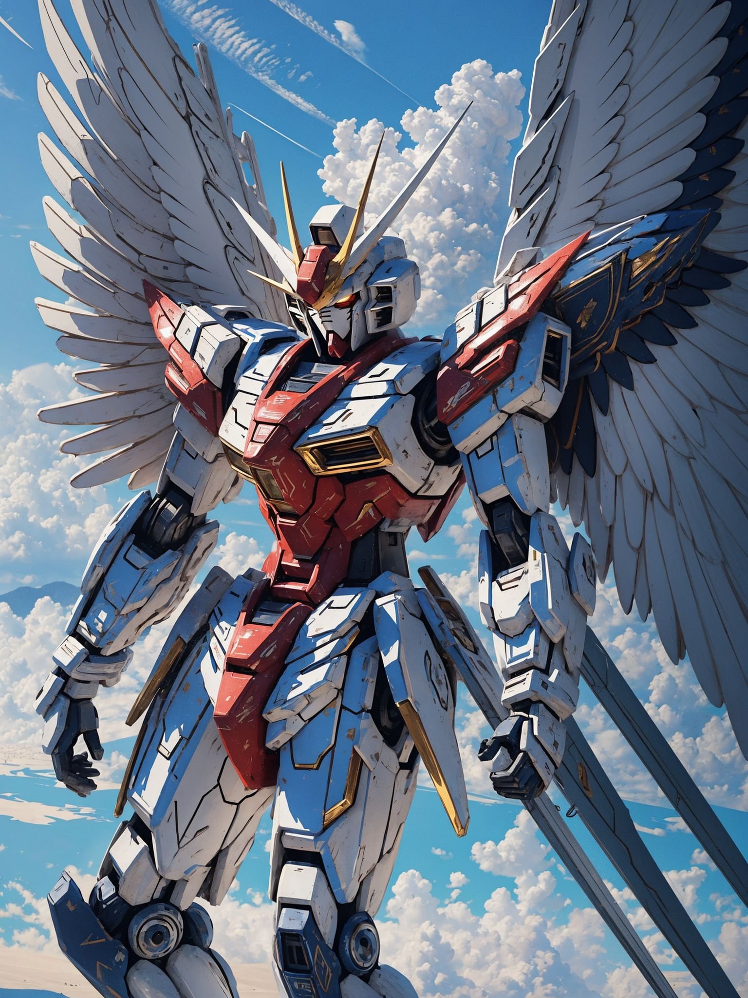 Food photography style <lora:So_GunDam:0.8>,So_GunDam,sky,flying,weapon,wings,holding weapon,cloud,mechanical wings,blue sky,day,zoom layer,, edge quality, perspective silhouette, 8k, best quality, masterpiece, extremely detailed, rule of thirds, photorealistic, superb, HDR, high resolution, sharp focus, photorealistic rendering, extremely detailed description, professional, gorgeous and intricate detail, . Appetizing, professional, culinary, high-resolution, commercial, highly detailed