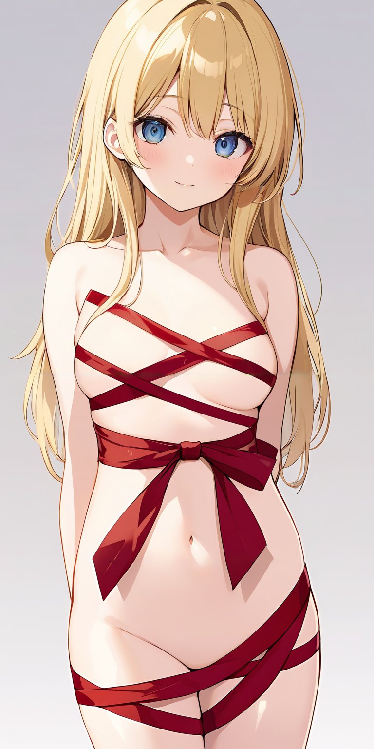 masterpiece,ultra-detailed,best quality,8K,illustration,cute face,clean skin ,shiny hair,girl,ultra-detailed-eyes,simple background, <lora:add-detail-xl:1> <lora:naked ribbon_XL_V1.0:1> body ribbon, naked ribbon