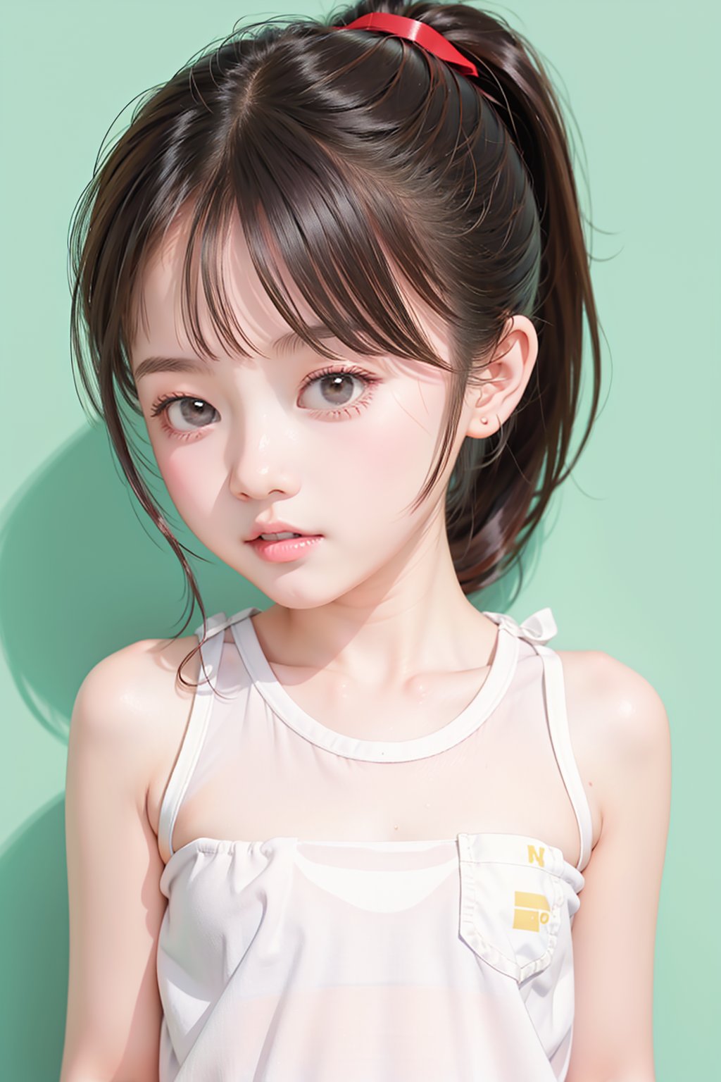 1girl, solo, loli, 6yo, ponytail, looking at viewer, upper body