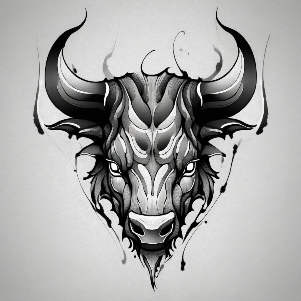 <lora:1y0n:0.8>1y0n bullmonochrome, tattoo design