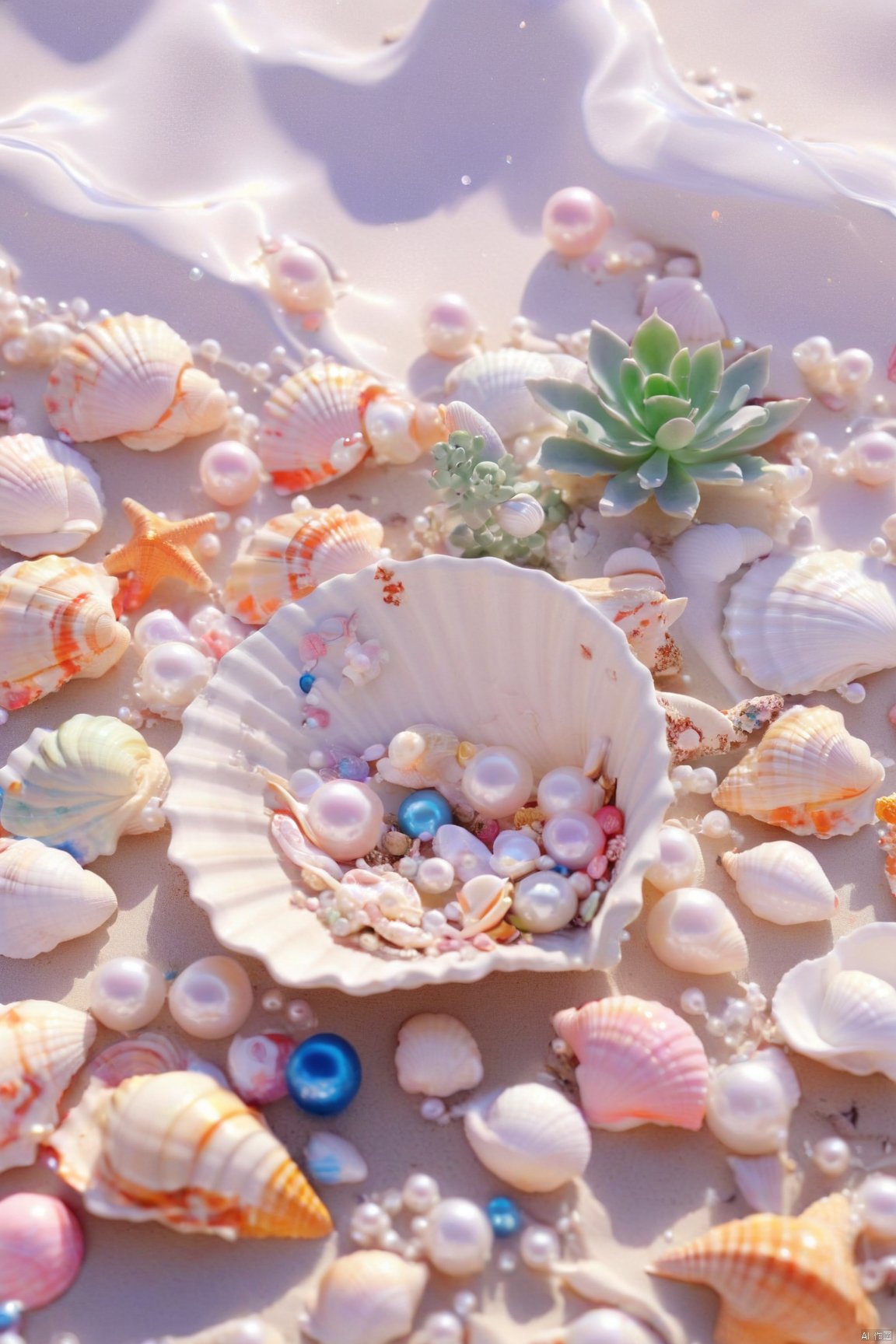 pearl_shell,(shiny,Colorful shiny seashells),still life,pearl,shell,beach,ocean, Succulent_Plants, weijin_hanfu, candy-coated,hanfu<lora:EMS-20876-EMS:0.600000>, <lora:EMS-366897-EMS:0.900000>, <lora:EMS-363830-EMS:0.100000>, <lora:EMS-360188-EMS:0.100000>, <lora:EMS-317795-EMS:0.200000>, <lora:EMS-59651-EMS:0.300000>