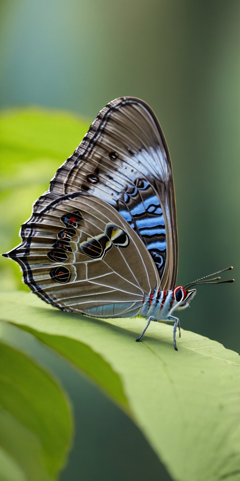 Owl butterfly,sitting,forest,early morning,soft sunlight,no artist,hyperrealistic,photography,highly detailed,natural colors,DSLR,4K,ultra-high-definition,focus,<lora:HMSG微距蝴蝶XL-000010:1>,