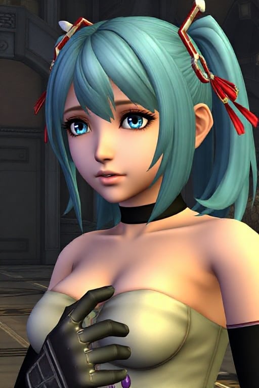 low antialiasing, low resolution , low poly 3d render,  harsune miku, blue hair, playstation 2 gameplay,  ps2 style <lora:ps2-style:0.9>  