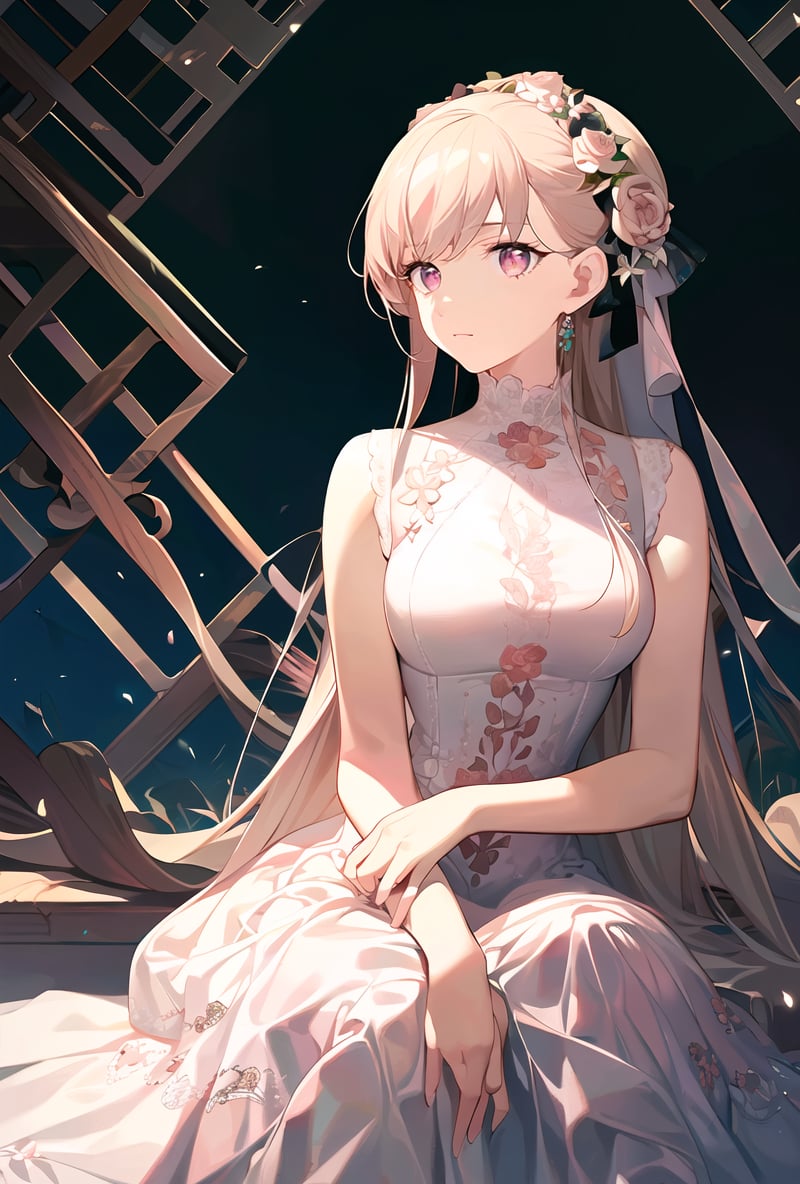 (masterpiece, top quality, best quality, official art, beautiful and aesthetic:1.2),(1girl),extreme detailed,colorful,highest detailed,flower,dress 