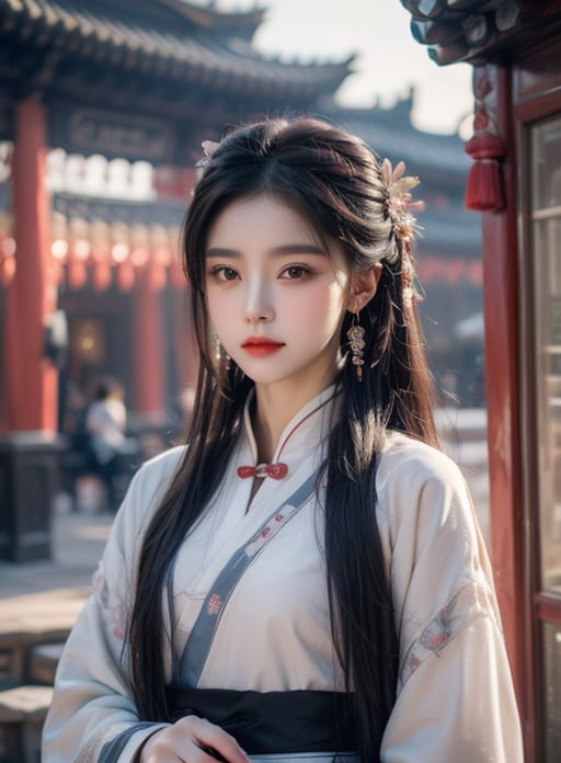 elaborate Hanfu:1.3,masterpiece,high quality,best quality),(colorful),out door,in china environment,(delicate eyes and face),volumatic light,ray tracing, <lora:国潮娇媚感美女:1.3> <lora:增加细节SYK_Mild_detail_adjuster_V1.0_4（MINI）:1.3>