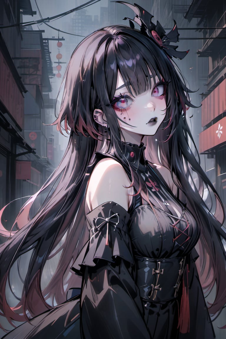 best quality, very aesthetic, absurdres,,city <lora:yandereXL:0.7> yandere makeup